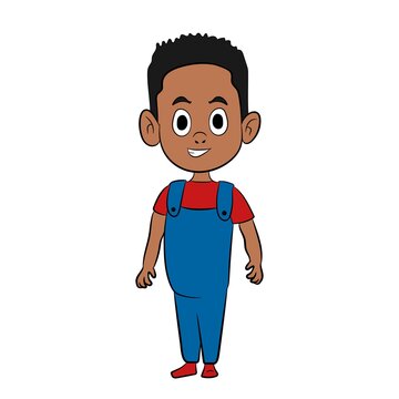 American Black Boy Cartoon Character