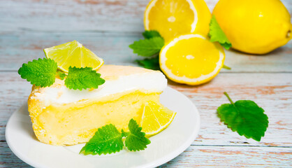 Delicious and mouth-watering piece of lemon pie
