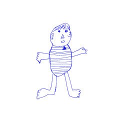 Simple pen drawing of a man, or dad, made by 5 years old child.