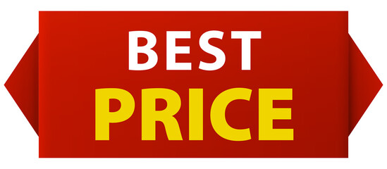 Best Price text on red ribbon banner icon. Banner with text best price.