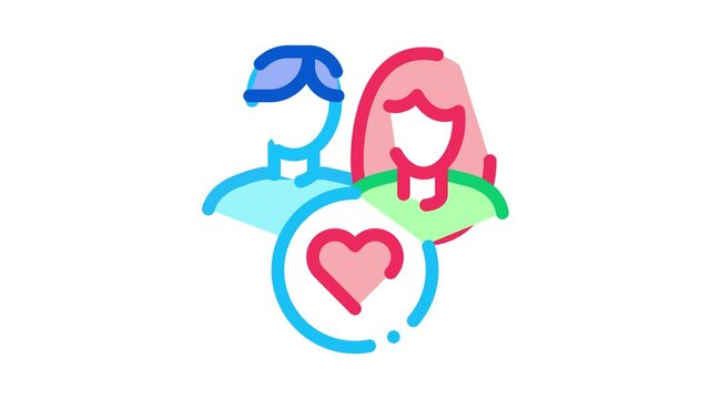 Man And Girl And Heart Icon Animation. color Man And Girl And Heart animated icon on white background