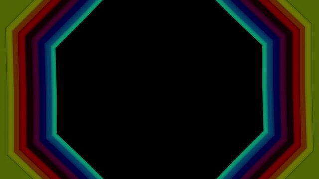 Marco de pantalla poligonal en lineas conc&eacute;ntricos de colores intermitentes y espacio interior en negro para poder incrustar imagen