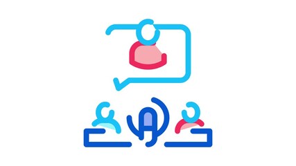 Microphone And Hosts Icon Animation. color Microphone And Hosts animated icon on white background