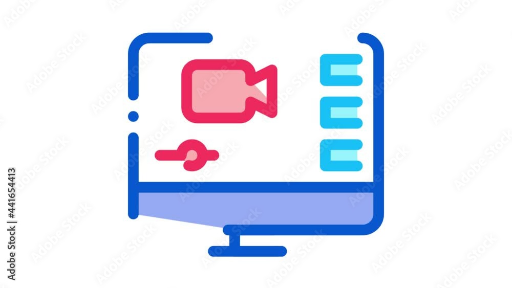 Poster video player on screen icon animation. color video player on screen animated icon on white backgroun