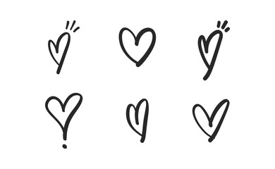 Hand drawn hearts doodle collection. Valentine's day romance illustration set.