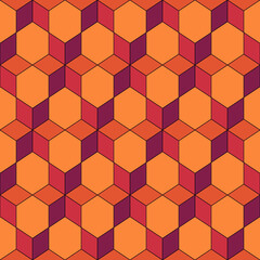 Seamless pattern. Rhombuses, hexagons, diamonds, lozenges. Geometric wallpaper. Mosaic tiles. Flooring background. Ethnic motif. Geometrical backdrop. Digital paper. Textile print