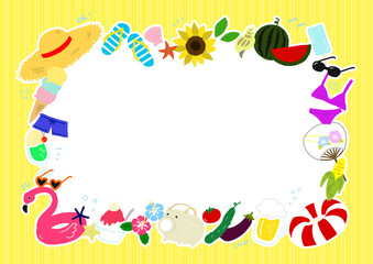 ポップな夏の手描きイラストフレーム