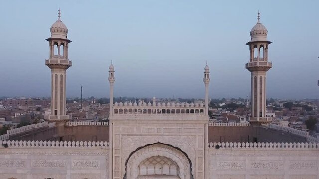Punjab, Pakistan. Jamia Masjid Al-Sadiq. It is a more than 200 years old mosque located in Bahawalpur, Punjab, Pakistan. (aerial photography)