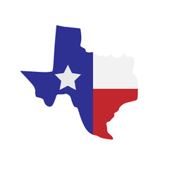 Fototapeta premium Vector flat Texas flag state map silhouette isolated on white background
