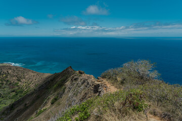 Fototapeta na wymiar Top of Koko Crater Railway Trail / Koko Head, Honolulu, Oahu, Hawaii