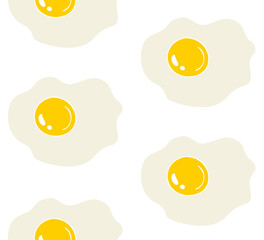 Vector seamless pattern of colored hand drawn doodle sketch fried Scrambled egg omelette isolated on white background