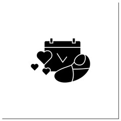 Family planning glyph icon. Having baby. Prudent approach to pregnancy planning.Women health concept. Filled flat sign. Isolated silhouette vector illustration