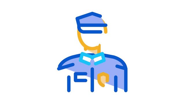 Policeman In Police Suit Icon Animation. color Policeman In Police Suit animated icon on white background
