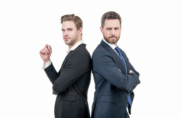 businessmen isolated on white. boss and employee. confident business partners support.