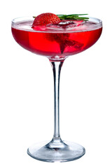 Frozen strawberry daiquiri alcohol cocktail. Isolated on white background