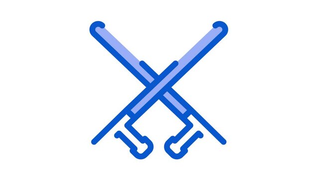 Crossed Police Batons Icon Animation. color Crossed Police Batons animated icon on white background