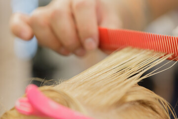 keratin recovery hair and protein treatment pile with professional ultrasonic iron tool. Concept...