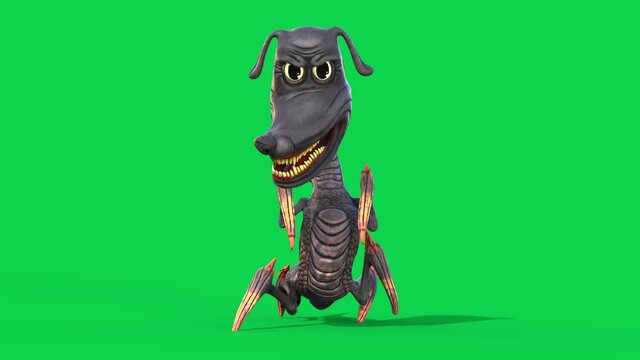 Cartoon Dragon Dog Green Screen Walkcycle Monster Loop 3D Animation 4K