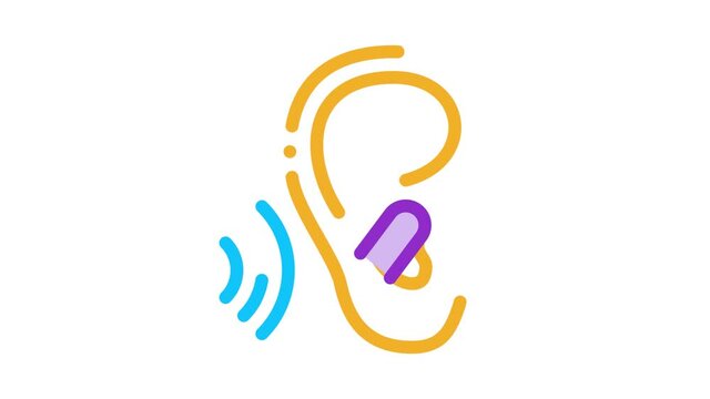 Ear Plug For Sleeping Icon Animation. color Ear Plug For Sleeping animated icon on white background