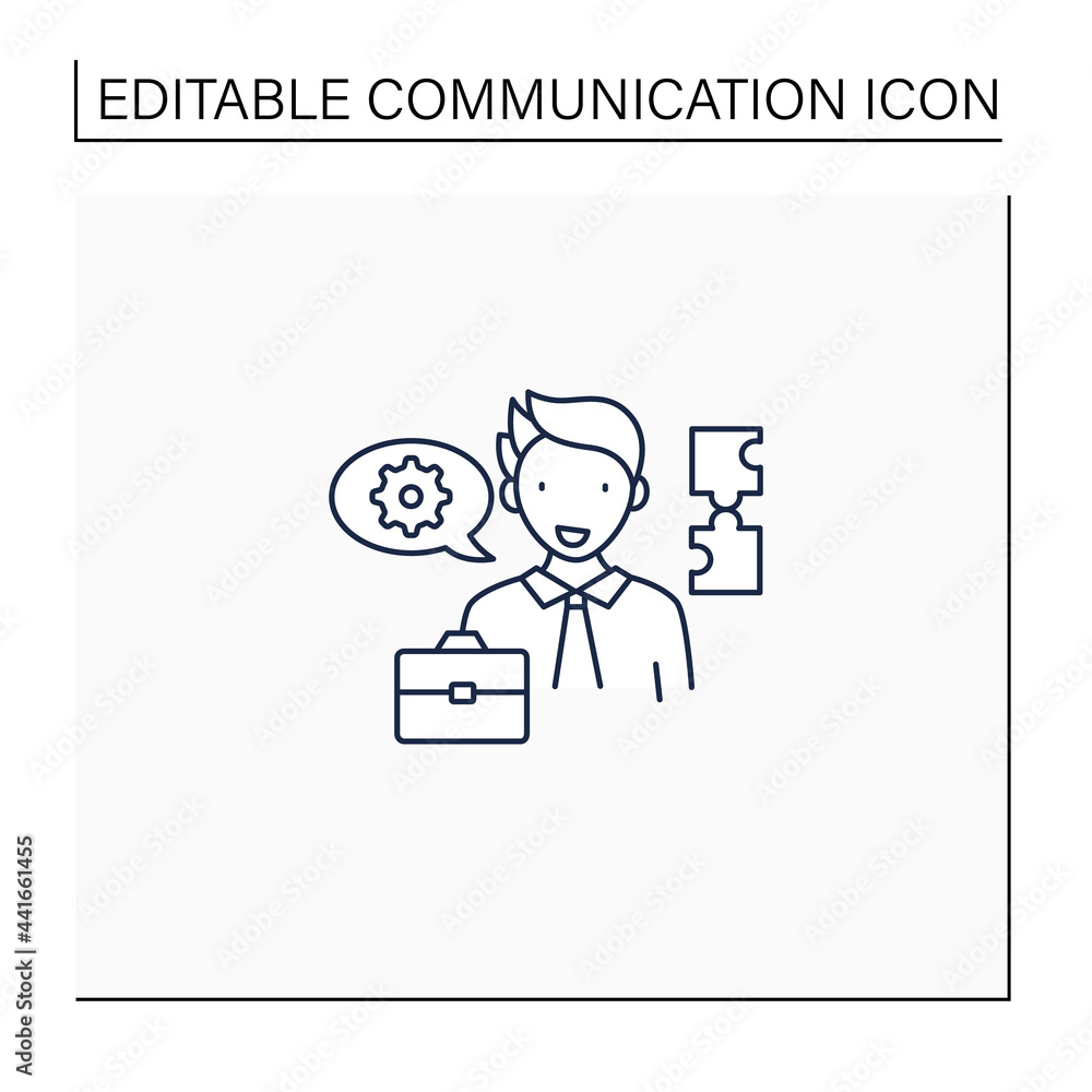 Poster ineffective communication line icon. using technical language. professional vocabulary. communicatio