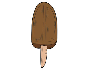 Cartoon realistic multicolored ice cream on a stick in isolate on a white background. Vector illustration.