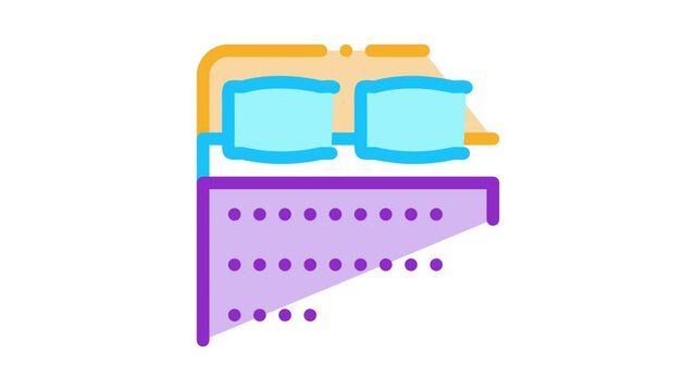 Comfortable Double Bed Icon Animation. color Comfortable Double Bed animated icon on white background