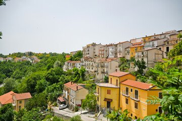 Panoramic view of Belmonte del Sannio, a village in the mountains of the Molise region in Italy.
