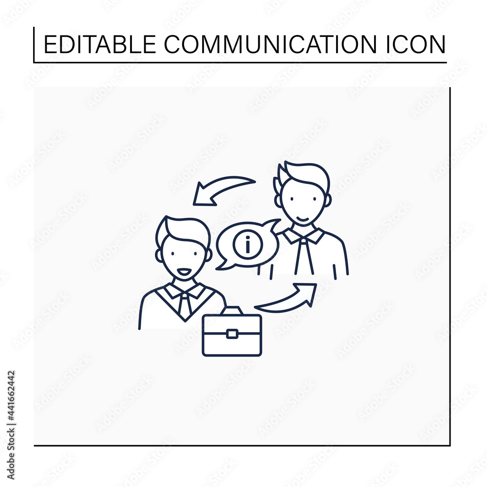 Poster exchanging information line icon. exchanging networks, thoughts, knowledge with other people. effect