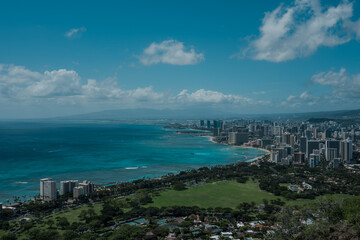 Ocean view from Summit of Diamond Head Crater, Honolulu, Oahu, Hawaii
