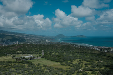 Ocean view from Summit of Diamond Head Crater, Honolulu, Oahu, Hawaii
