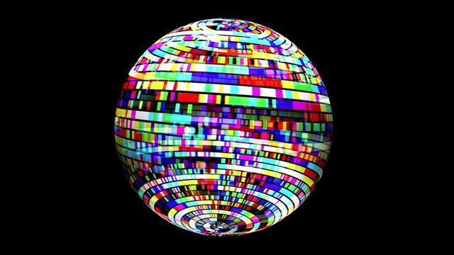Colorful  pixels on rotating sphere