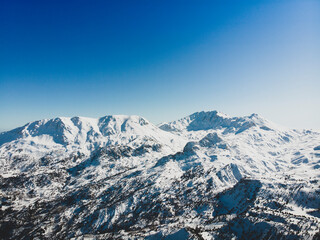 The meeting of the pure blue sky and the pure white snow
