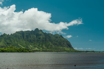 Waiahole Beach Park, Honolulu, Oahu, Hawaii. Koolau Range, Kualoa Ranch, Kaneohe Bay
