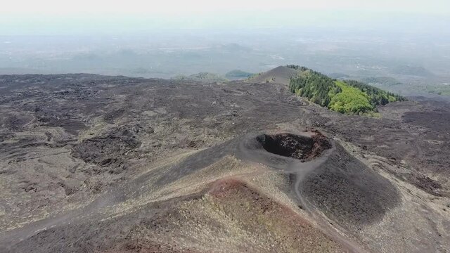 Aerial view of the southern slope of the Etna volcano - Rifugio Sapienza in Sicily