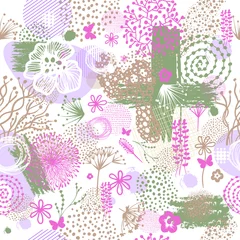 Tuinposter Seamless abstract vintage floral background. Vector illustration © Мария Неноглядова