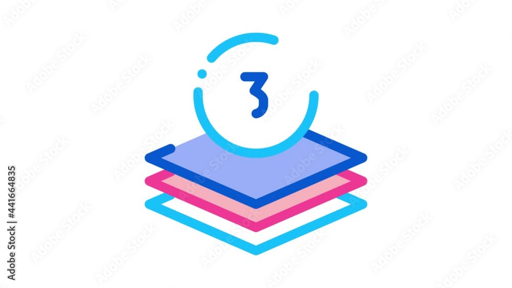 Poster three layers icon animation. color three layers animated icon on white background