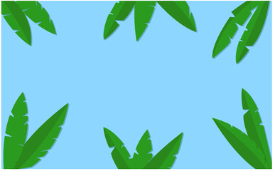 palm leaves on light blue background
