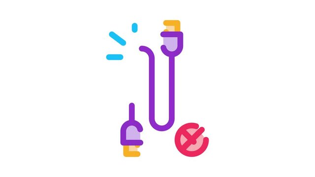 Cable Breakdown Icon Animation. color Cable Breakdown animated icon on white background