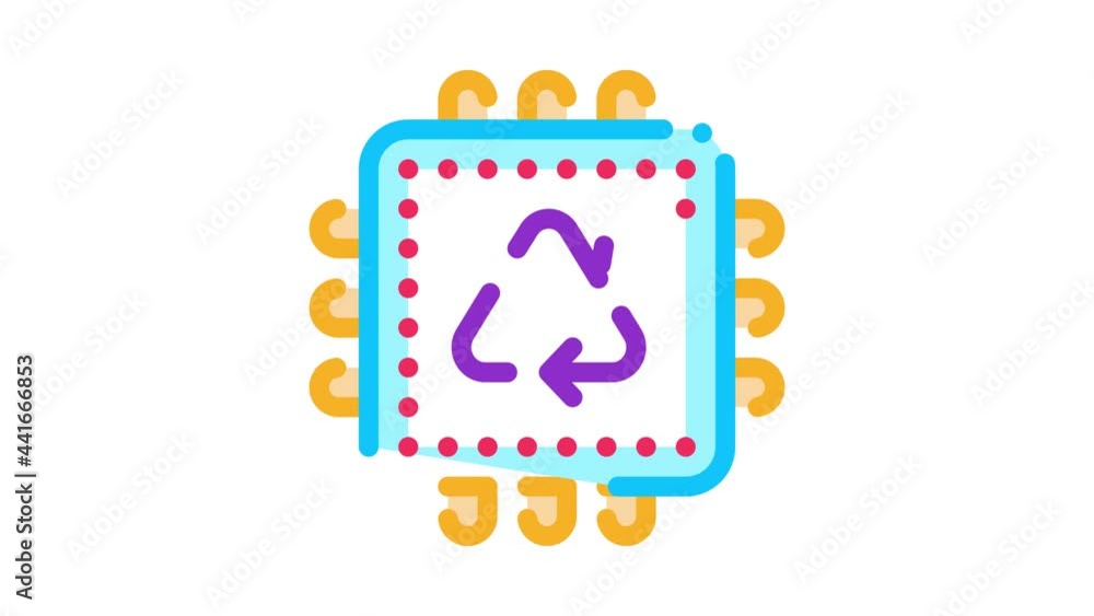 Poster Recycle Processor Icon Animation. color Recycle Processor animated icon on white background