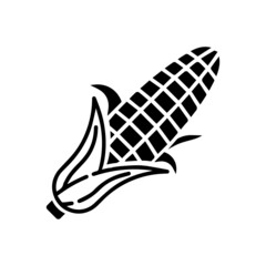 Corn icon (Vegetable, plant, veggie) Black Vector illustration