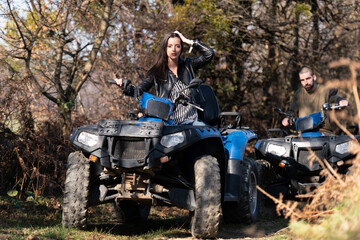 Friends Are Riding on Atv Outdoor