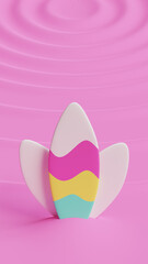 Summer Surfboard 3D Rendering Illustration 06,