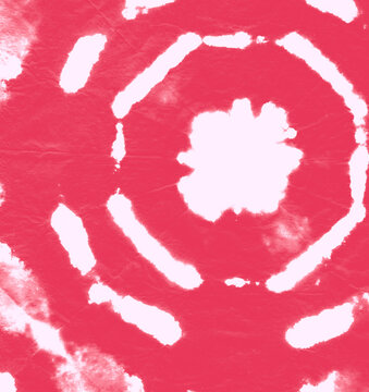 Bohemian Shibori Kaleidoscope Hippie.  Dye Round Texture. Red Kaleidoscope Hippie. Batik 1960 Pattern. Closeup Kaleidoscope Hippie.  Cool Spiral Dye Pattern. 1970s Bright.