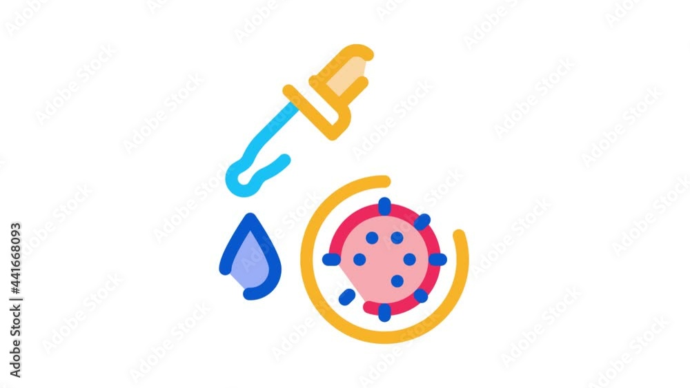 Aufkleber pipette microbe icon animation. color pipette microbe animated icon on white background