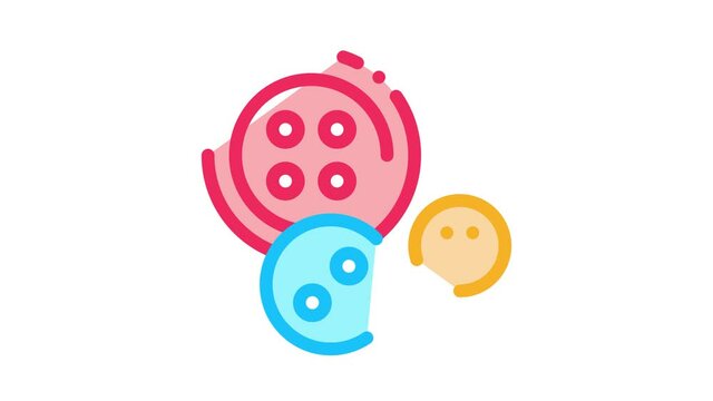 Sewing Buttons Icon Animation. color Sewing Buttons animated icon on white background