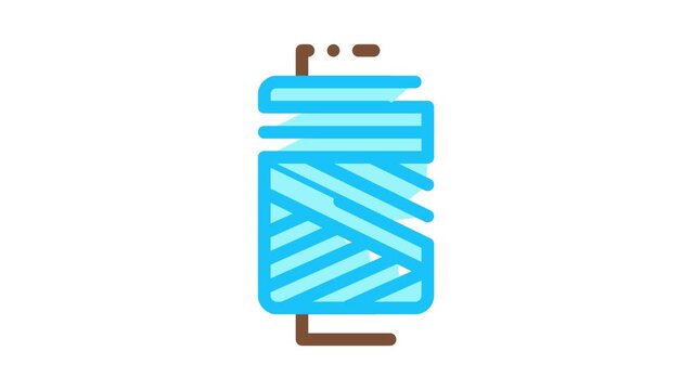 Thread Bobbin Icon Animation. color Thread Bobbin animated icon on white background
