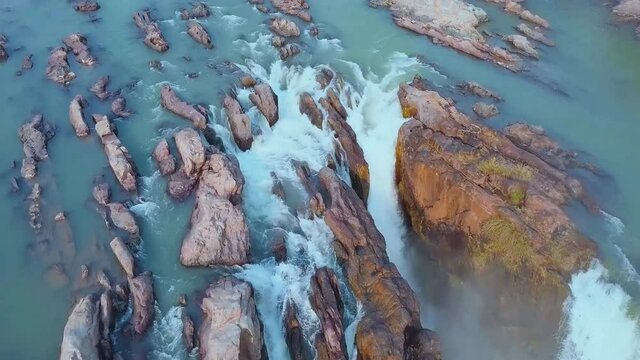Aerial view of a small part of the Epupa falls on the border of Angola and Namibia.