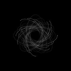 Design vortex dots backdrop. Abstract monochrome background. Vector-art illustration. No gradient