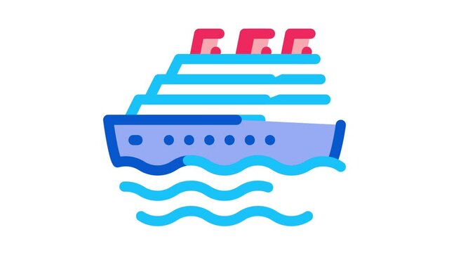 Cruise Ship Icon Animation. color Cruise Ship animated icon on white background