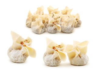 Ravioli Siu Mai on white background 